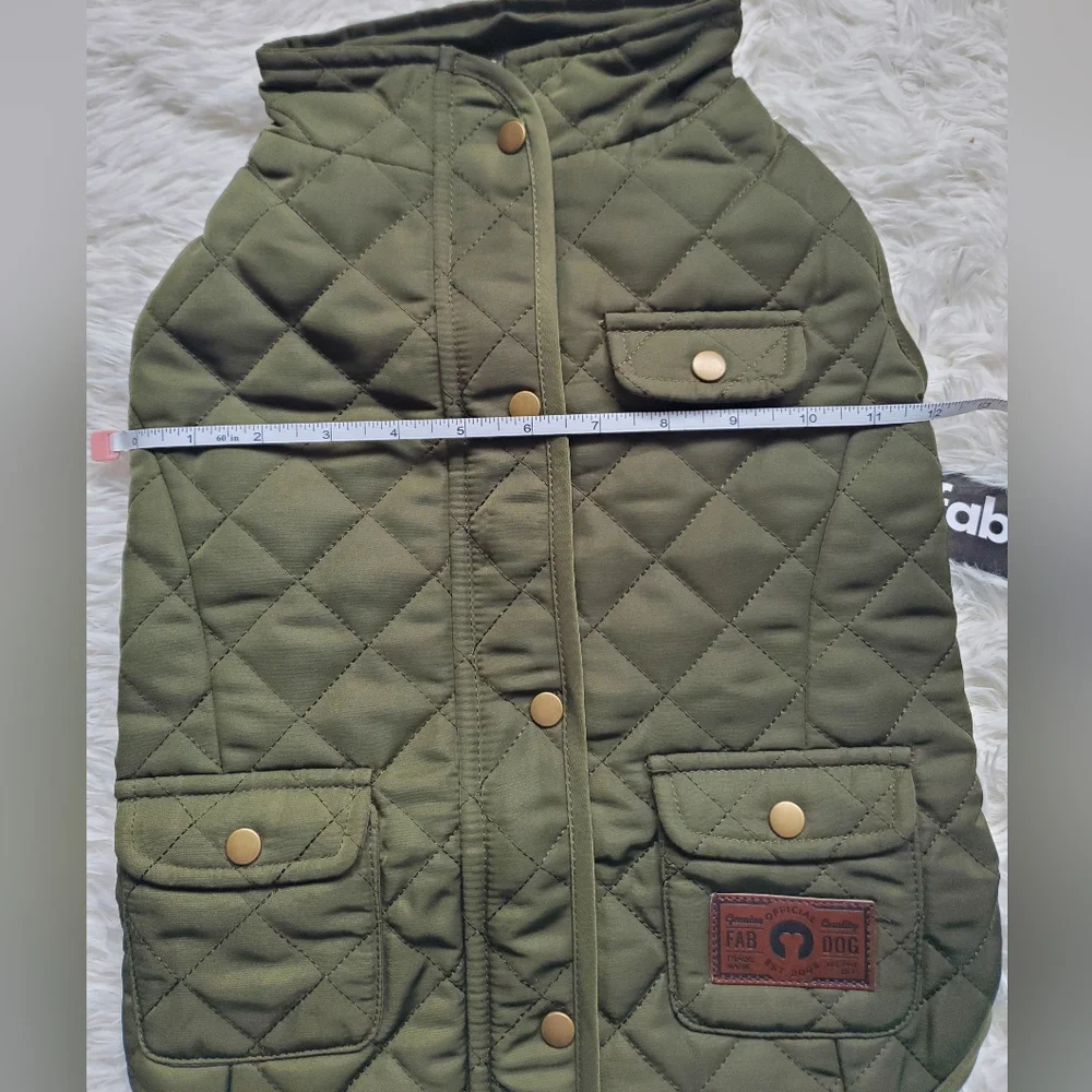 Fab Dog Quilted Barn Dog Coat Olive Green Size 16
